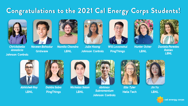 2021 Cal Energy Corps students' headshots