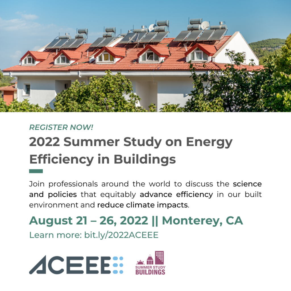 Advertisement for the 2022 Summer Study on Energy Efficiency in Buildings