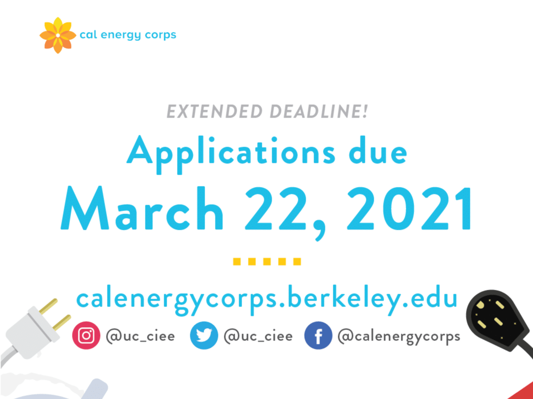 Cal Energy Corps Applications extended to March 22, 2021