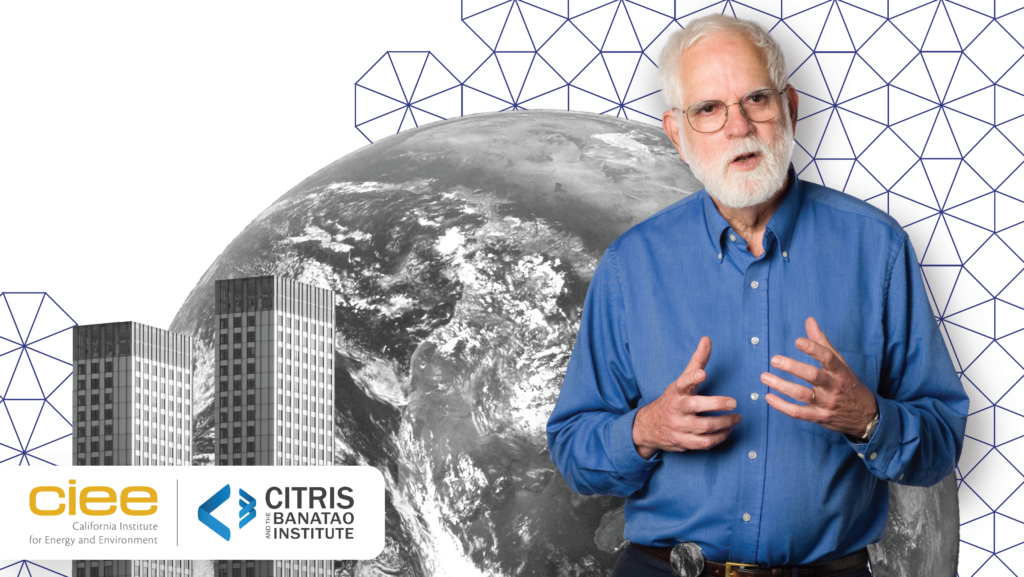 Carl Blumstein in front of a collaged background showing the Earth, two high-rise buildings, and stylized geometric shapes. The CIEE-CITRIS logo appears in the bottom left-hand corner.