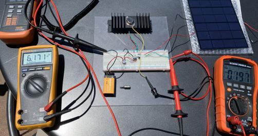 A circuit with breadboard built by a Cal Energy Corps intern