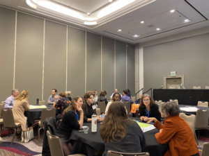 Participants convened in groups during the World Cafe discussion 