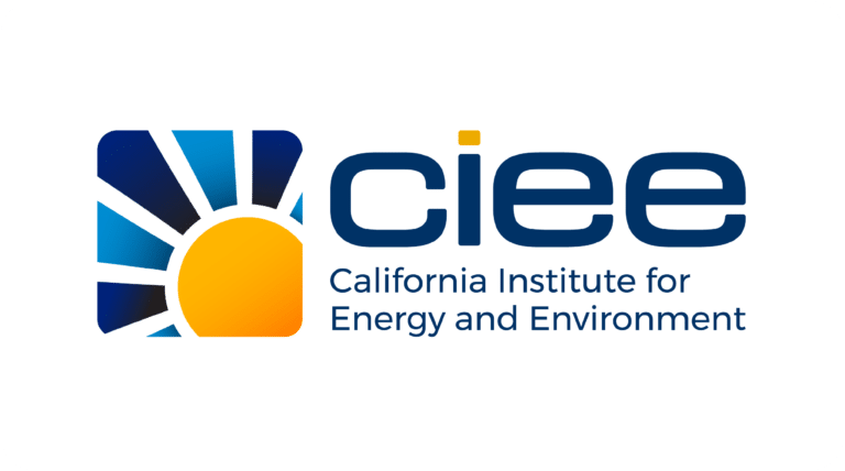 Logo for the California Institute for Energy and Environment (CIEE). The logo icon features a sun with rays emerging from it. The acronym CIEE appears to the right of the icon; California Institute for Energy and Environment is written below in a smaller font.