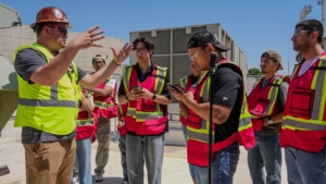 CREL student researchers tour the Bakersfield College campus during their 10-week building assessment project.