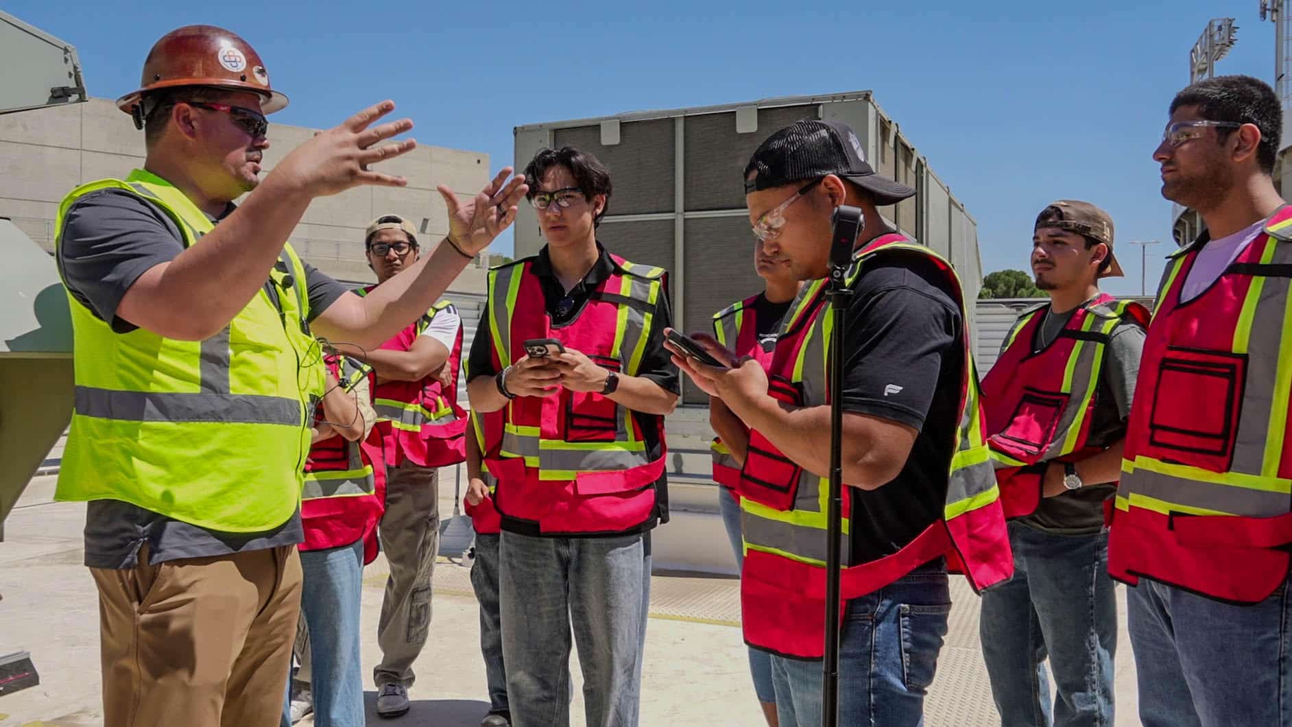 CREL student researchers tour the Bakersfield College campus during their 10-week building assessment project.